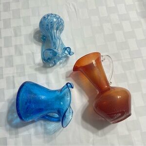 Hand Blown Art Glass Mini Pitcher Set